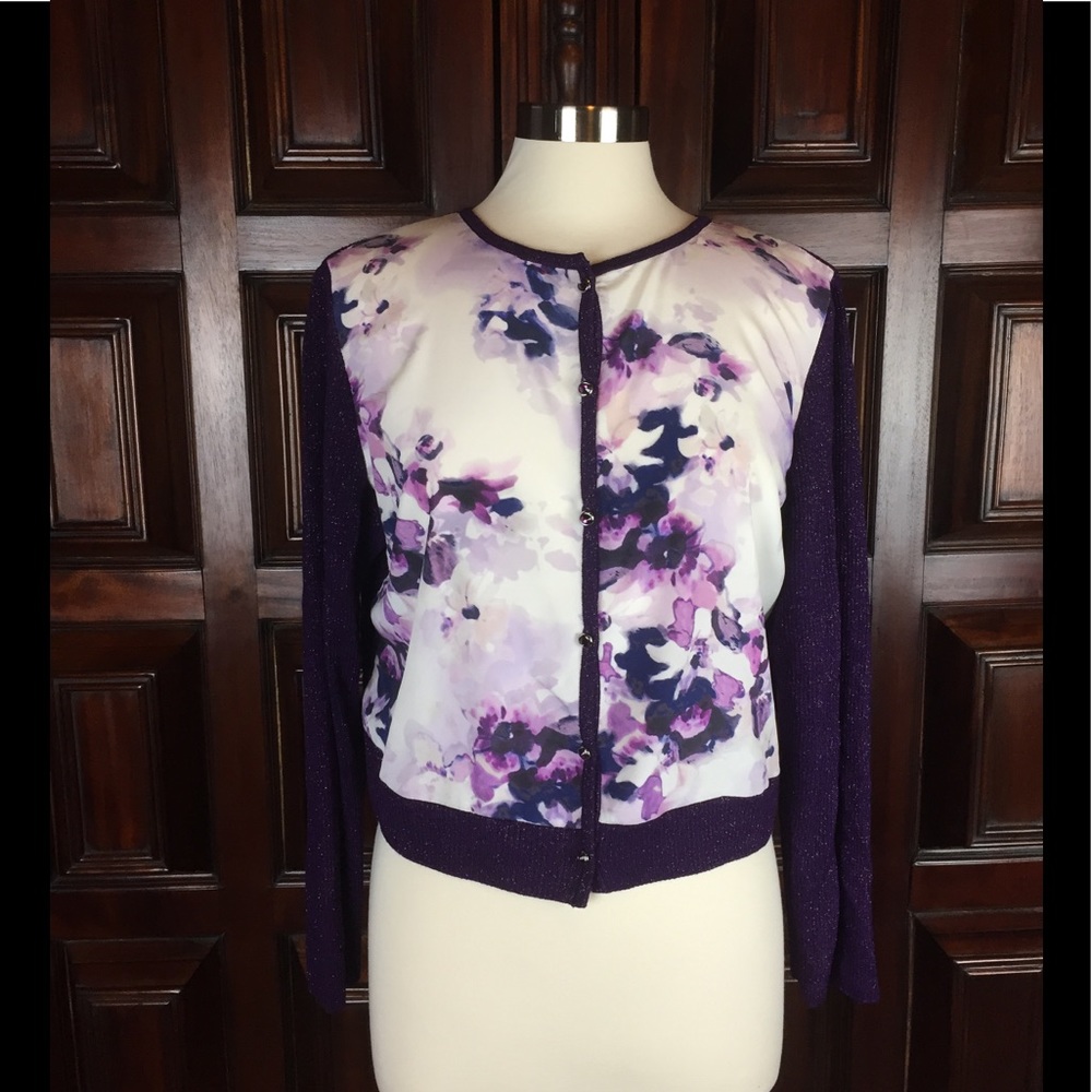 ST JOHN Knit and Silk Cardigan
